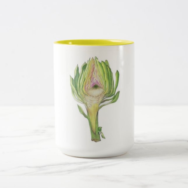 Ton-Tasse der Artischockenscheibe 2 (1 von Set 4) Zweifarbige Tasse (Mittel)