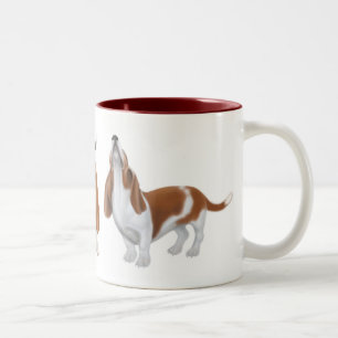 Ton-Tasse der Dachshund-Jagdhund-zwei Zweifarbige Tasse