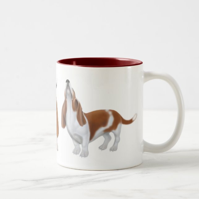 Ton-Tasse der Dachshund-Jagdhund-zwei Zweifarbige Tasse (Rechts)