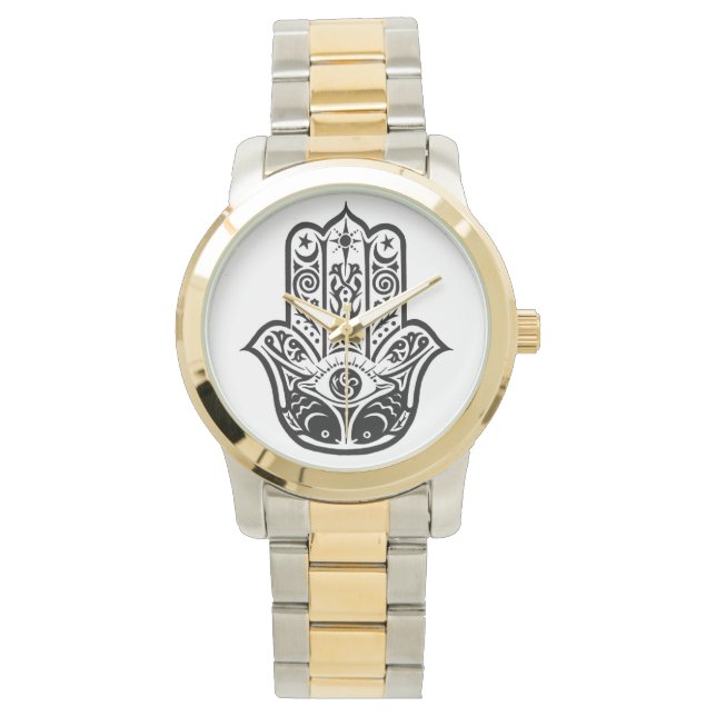 Ton- und Uhrenuhr, Hamsa, Fatima Armbanduhr (Vorderseite)