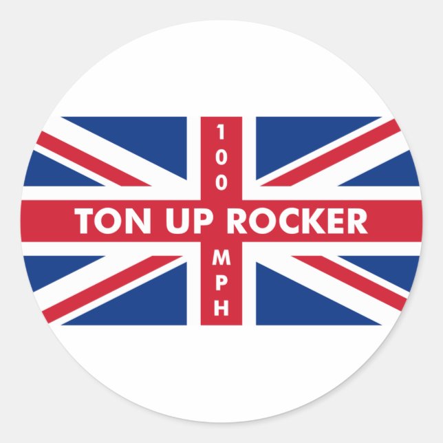 Ton Up Rocker Runder Aufkleber (Vorderseite)