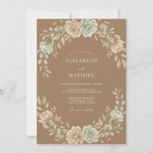 Ton-Wasserfarben-Hochzeit in Creme Einladung