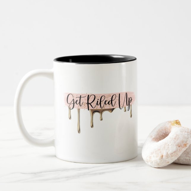 Ton zwei erhalten herauf Tasse riled (Mit Donut)