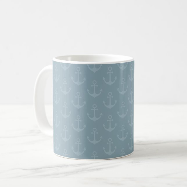 Tonal Anker auf Hellgrauem Azurblau Kaffeetasse (Vorderseite Links)
