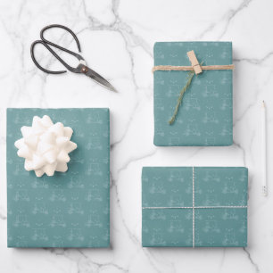 Tonal Golf-Carts & Schläger auf Grau-Cyan Geschenkpapier Set