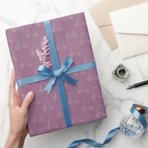 Tonal Golf-Carts & Schläger auf Grau Magenta Geschenkpapier