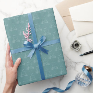 Tonal-Golfkarren & Schläger auf Grau-Cyan Geschenkpapier