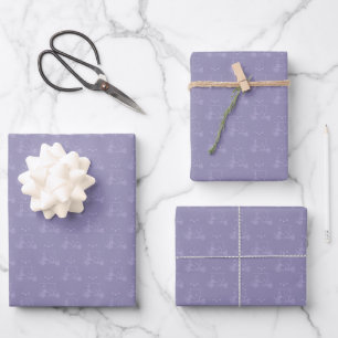 Tonal-Golfwagen & Schläger auf hellgrauem Indigo Geschenkpapier Set