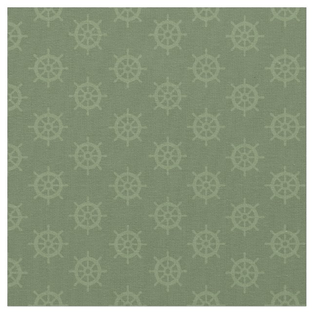Tonal-Schiffsrad auf Reseda-Grün Stoff (Nahaufnahme)