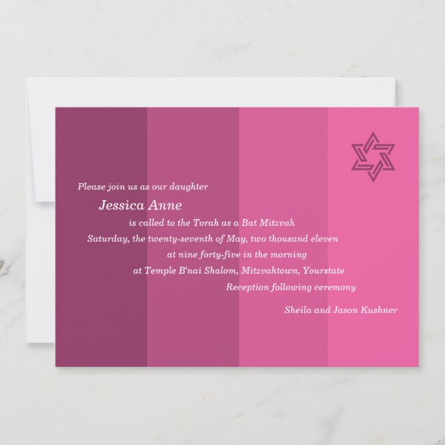 Tonale Rose Bat Mitzvah Einladung (Vorderseite)