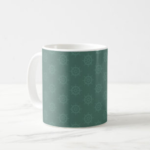 Tonales Schiffssteuer auf dunkelgrauem Türkis Kaffeetasse