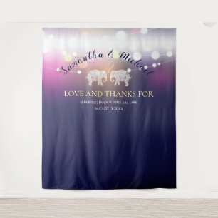 TONE DER LIEBE/Elefanten-Nachtlichter Hochzeit Cus Wandteppich