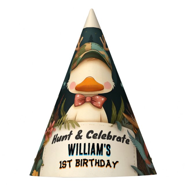 Tone Wild Camouflage Oh Deer Enck Jagd 1. Geburtst Partyhütchen (Vorderseite)