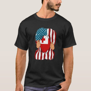 Tonga Flaggenblut in mir Zuhause Pride Tongan Amer T-Shirt