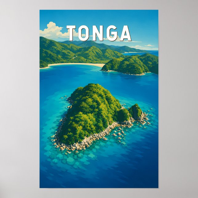 Tonga Illustrations Reise Kunst Vintage Poster (Vorne)