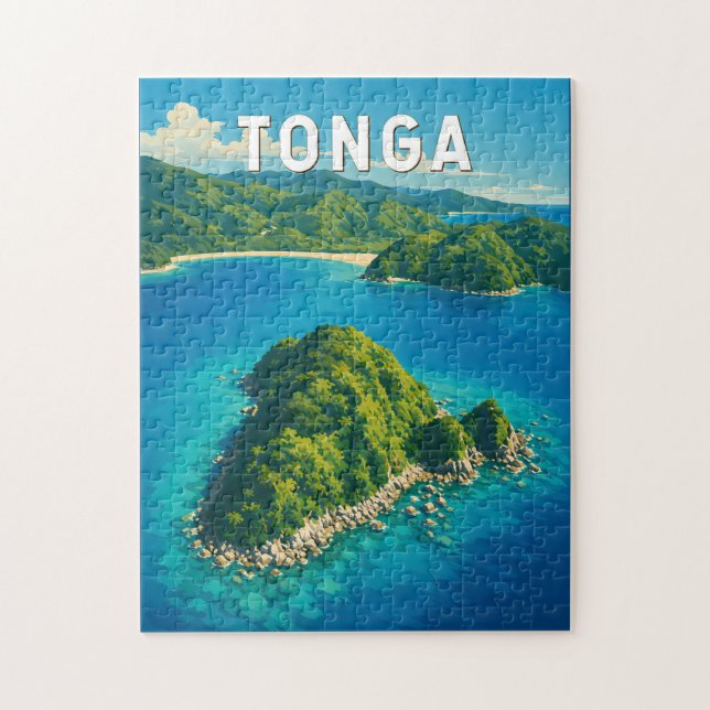 Tonga Illustrations Reise Kunst Vintage Puzzle (Vertikal)