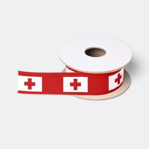 Tonga-Insel-Flaggen-rotes Kreuz Satinband