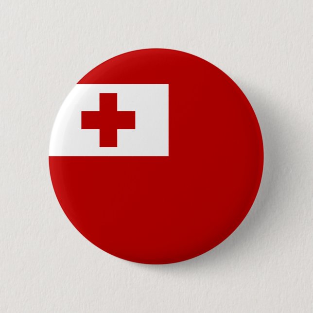 Tonga Island Flag Rotes Kreuz Button (Vorderseite)