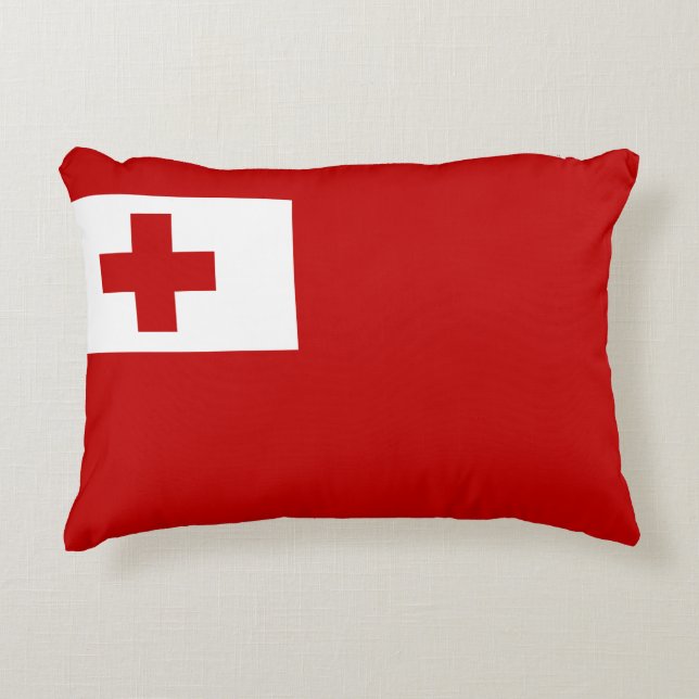 Tonga Island Flag Rotes Kreuz Dekokissen (Vorderseite)