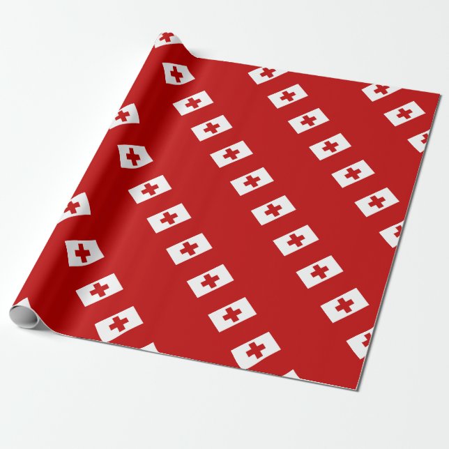 Tonga Island Flag Rotes Kreuz Geschenkpapier (Ungerollt)