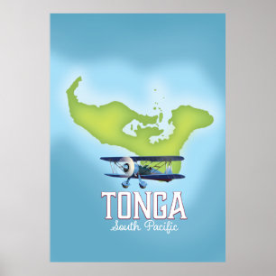 Tonga-Karte Flugreiseplakat Poster