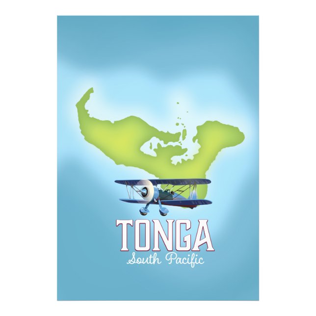 Tonga Map Flight Reiseplakat Fotodruck (Vorne)