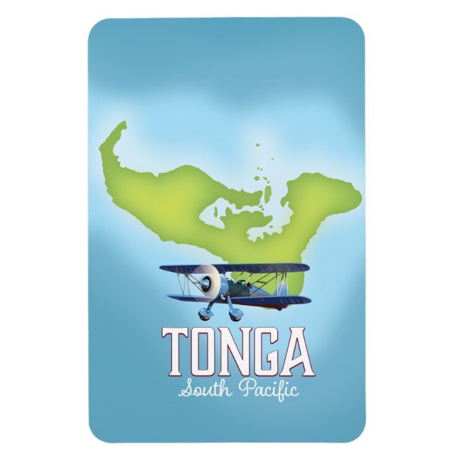 Tonga Map Flight Reiseplakat Magnet (Vertikal)