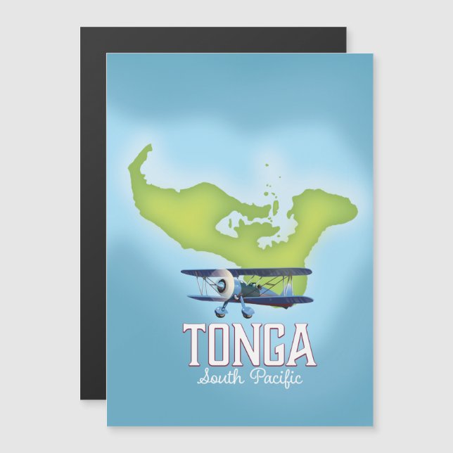 Tonga Map Flight Reiseplakat Magnetkarte (Vorne/Hinten)