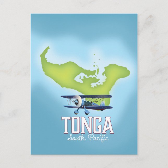 Tonga Map Flight Reiseplakat Postkarte (Vorderseite)
