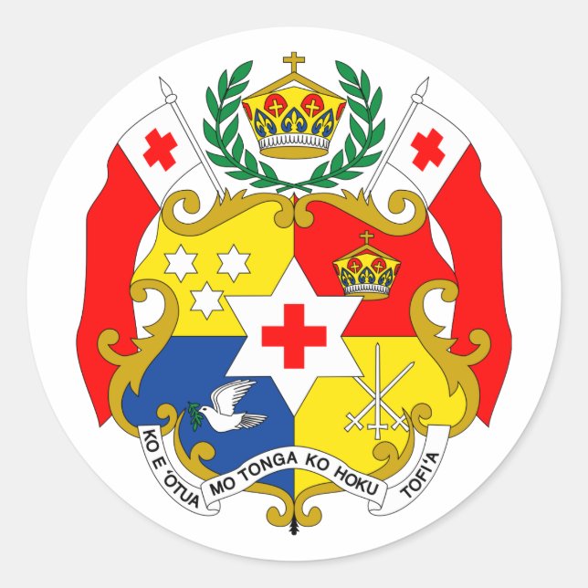 Tonga-Offizielle Wappen-Heraldry-Symbol Runder Aufkleber (Vorderseite)