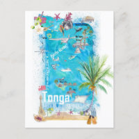 Tonga Polynesien Illustrierte Reisekarte