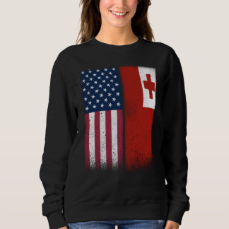 Tonga Tongan American Flags Proud USA Tonga Sweatshirt