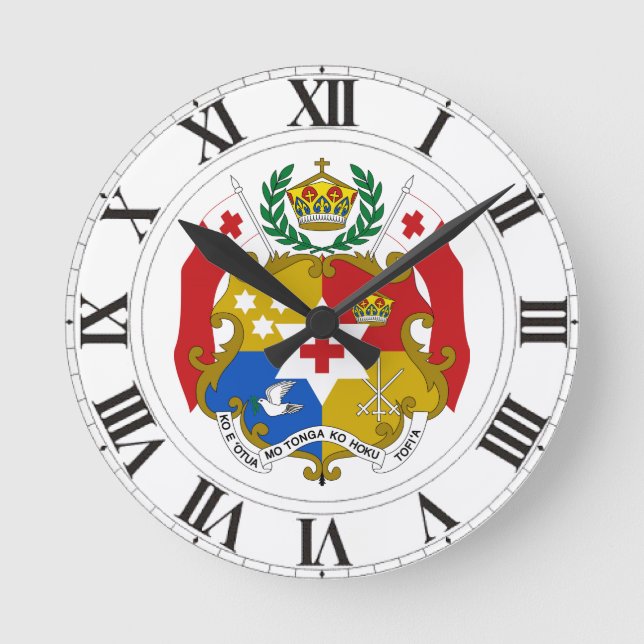 Tonga-Wappen Runde Wanduhr (Vorderseite)