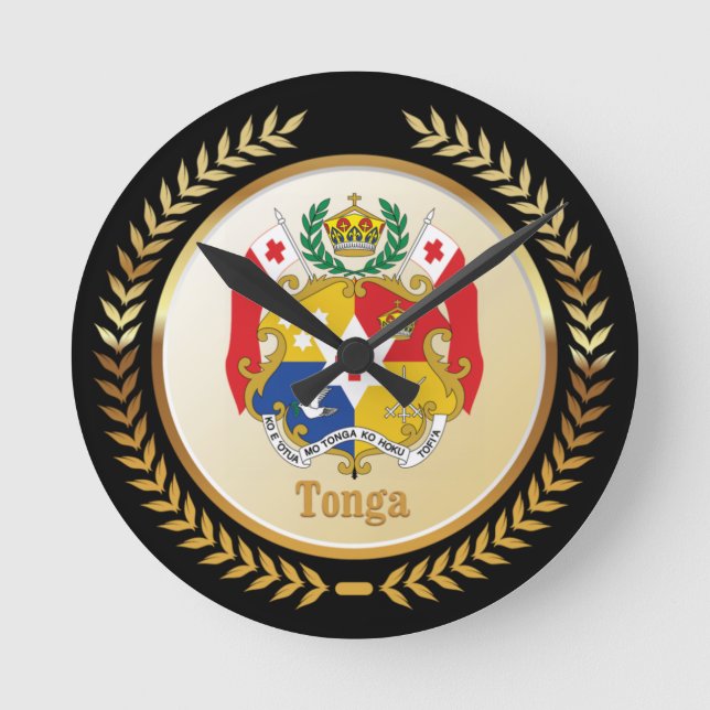 Tonga-Wappen Runde Wanduhr (Vorderseite)