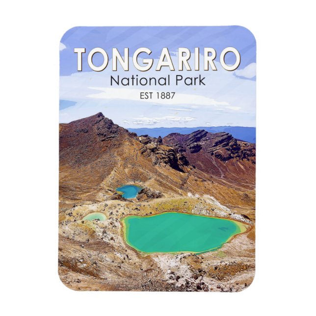 Tongariro Nationalpark Neuseeland Vintag Magnet (Vertikal)