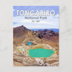Tongariro Nationalpark Neuseeland Vintage Postkarte