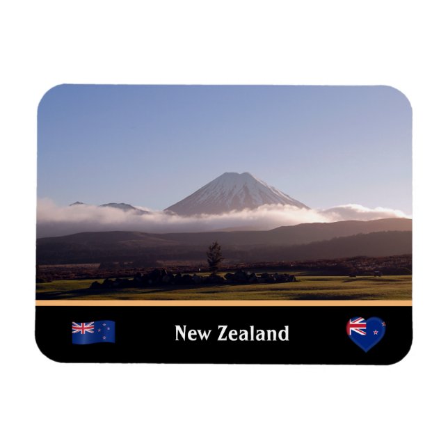 Tongariro, Vulcano und Neuseeland / Aotearoa Magne Magnet (Horizontal)