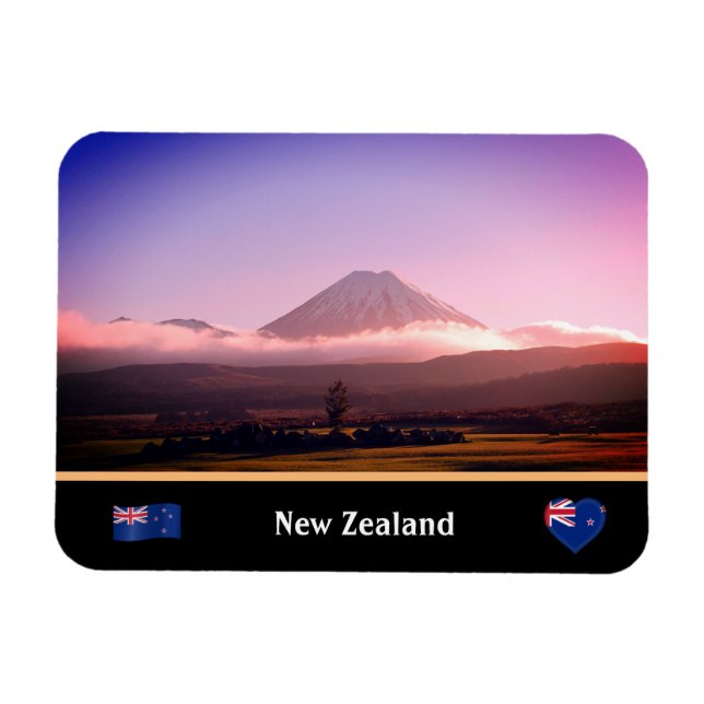 Tongariro, Vulcano und Neuseeland / Aotearoa Magnet (Horizontal)