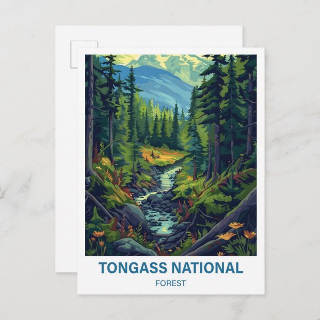 Tongass National Forest Illustration Travel Postkarte (Vorne/Hinten)