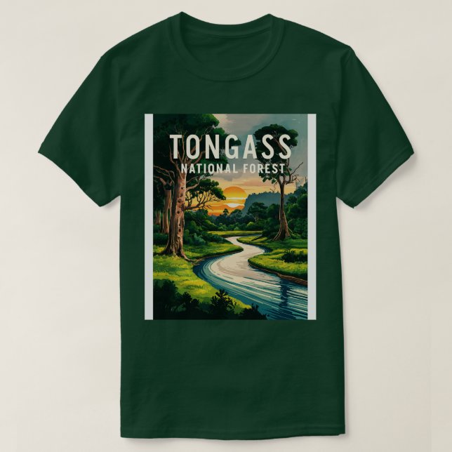 Tongass National Forest Watercolor Art Thirt T-Shirt (Design vorne)