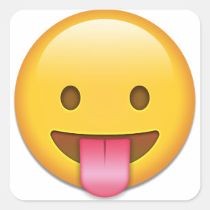 Tongue-Out Cheeky Emoji Quadratischer Aufkleber