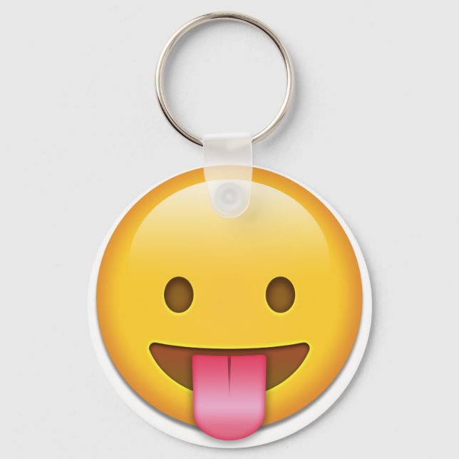 Tongue-Out Cheeky Emoji Schlüsselanhänger (Vorderseite)