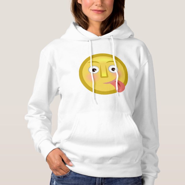 Tongue Out Emoji Funny Goofy Face Hoodie (Vorderseite)