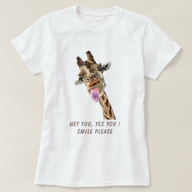 Tongue Out Giraffe Funny T - Shirt - Benutzerdefin (Design vorne)