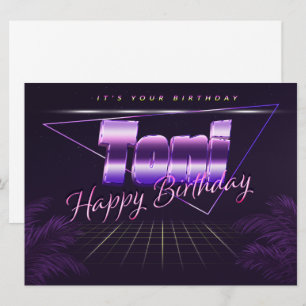 Toni Name Vorname lila retro Karte Geburtstag