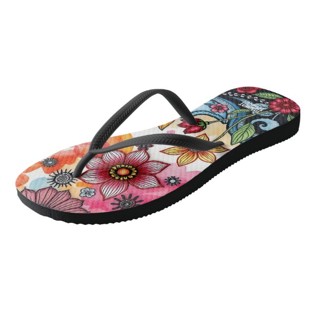TONI ORIGINAL – Abstrakte Florale Flip Flops (Schrägansicht)