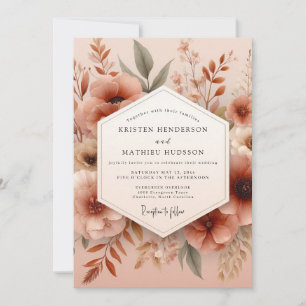 Tonige Botanische Hochzeit mit gedämpften Farben Einladung