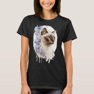Tonkinese Cat Cherry Blossom Watercolor Sakura Flo T-Shirt