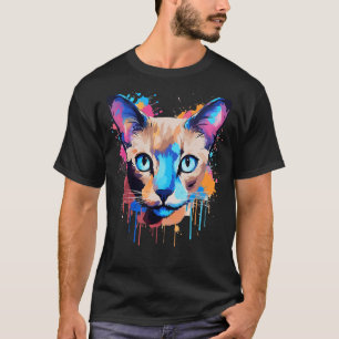 Tonkinese Cat Face Colorful Splash Art T-Shirt