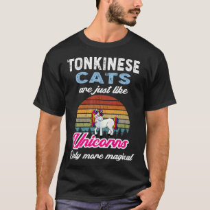 Tonkinese Katzen Retro Einhorn Vintage Sonnenunter T-Shirt
